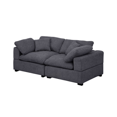 Modern Fabric Cloud Loveseat Sofa With Deep Seat, Wide Armrest, Removable Cover by POPLARBOX