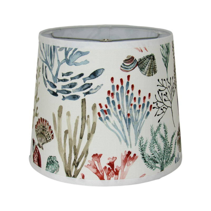 Abat-jour Coastal Coral - Abat-jour tambour Sea Life avec aquarelle, 12" H x 16" W x 16" D