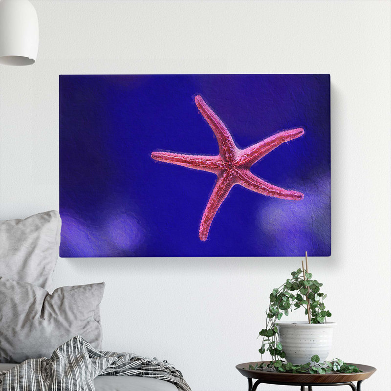 Pink Starfish - Wrapped Canvas, 50cm H x 76cm W x 3cm D