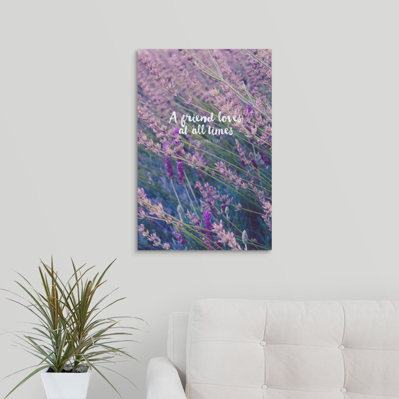 «A Friend Loves at All Times - Scripture», reproduction d'art textuel sur toile, H 30 po x l 20 po x P 1,25 po, Toile tendue