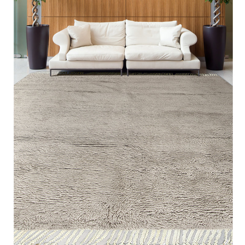 Wool Area Rug in Gray, Rectangle 9' x 12'