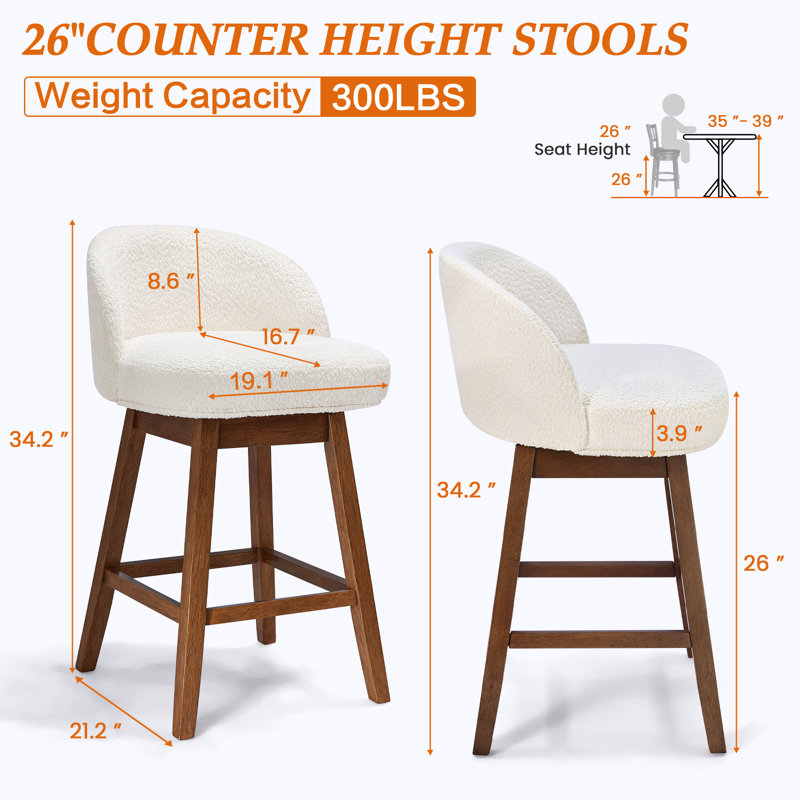 Tabouret de comptoir pivotant H 26 po Martina