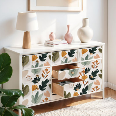 Papier peint auto-adhésif à motif floral de vigne à feuilles scandinaves autocollantes et amovibles 17,7 po x 118 po (45 x 300 cm)