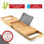 Plateau de baignoire pliable de luxe Brannon - Organisateur de baignoire en bois imperméable pour le vin, le livre, le savon, le téléphone