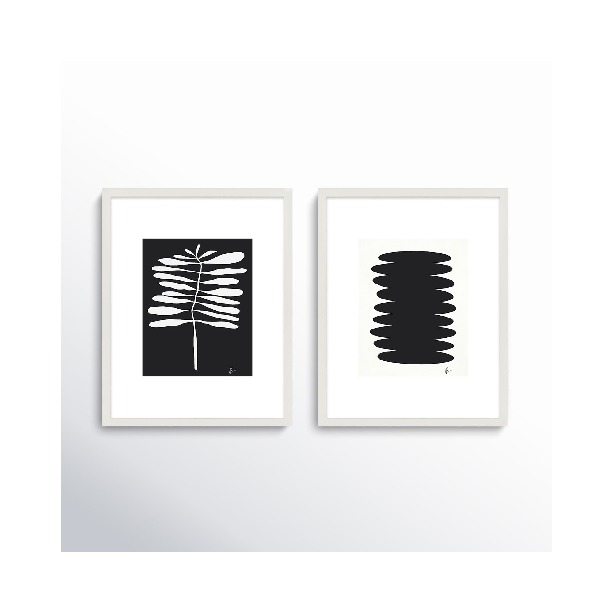 Flora 5&6 by Lee Lessem, 20" H x 32" W x 1.25" D, White Framed