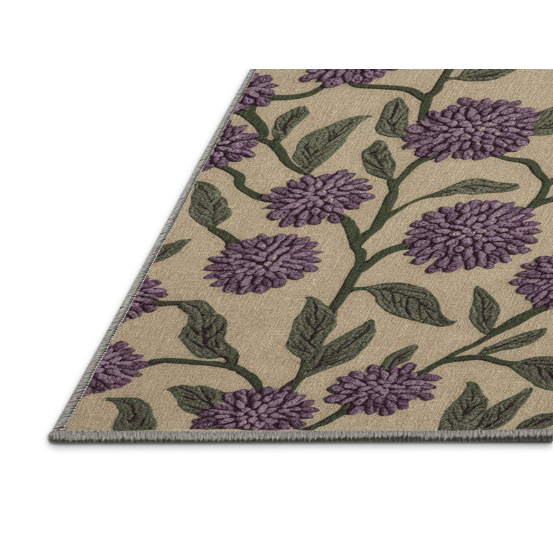 Tapis botanique brun lavable à la machine, Carré 5 pi