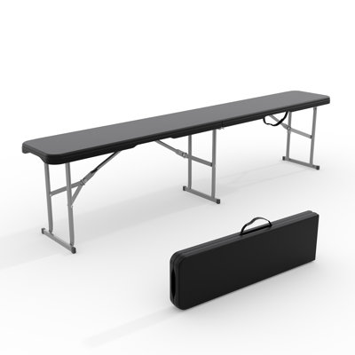 Heavy-Duty 6FT Folding Outdoor Bench - Robust HDPE Plastic Seat & Steel Frame - Portable Picnic & Camping Garden Bench with Carry Handle & Lock - Perfect for Lawn, Sports, Events