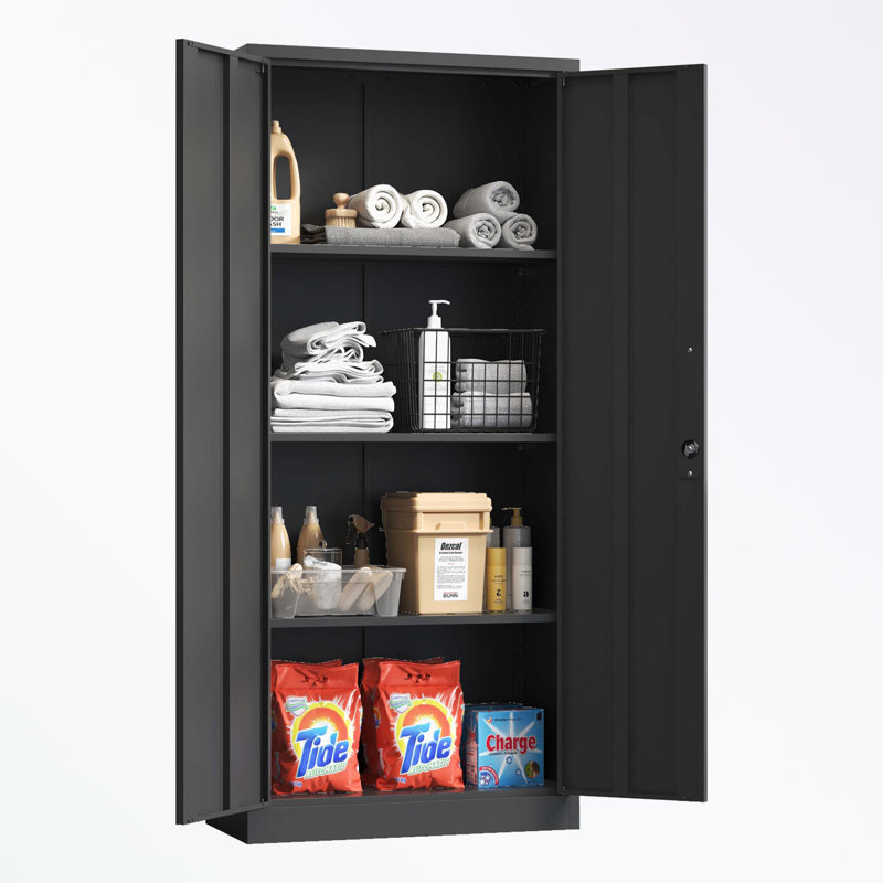 Armoire de rangement à 4 tablettes de 31,5 po de largeur Meiting, Noir