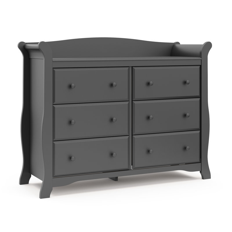 Avalon 6 Drawer Double Dresser, Gray