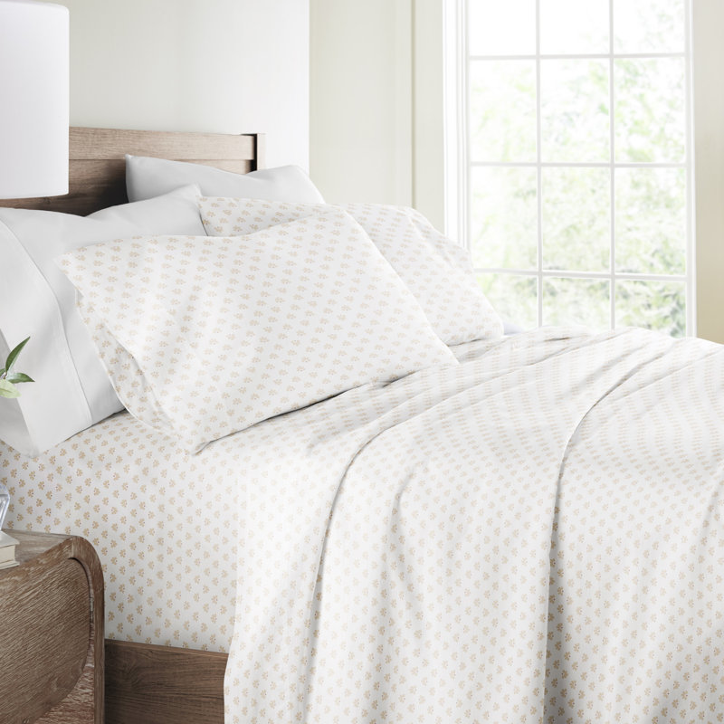 Ensemble de draps 100% satin de coton, Ensemble de draps pour lit simple avec 1 taie d'or