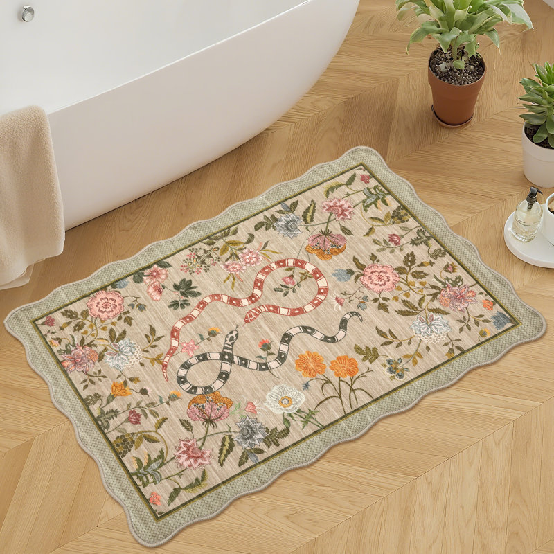 Area Rugs Washable Scalloped Area Rug Modern Living Room RugNon-Slip Carpet Accent for Entryway Bathroom Kitchen Bedroom