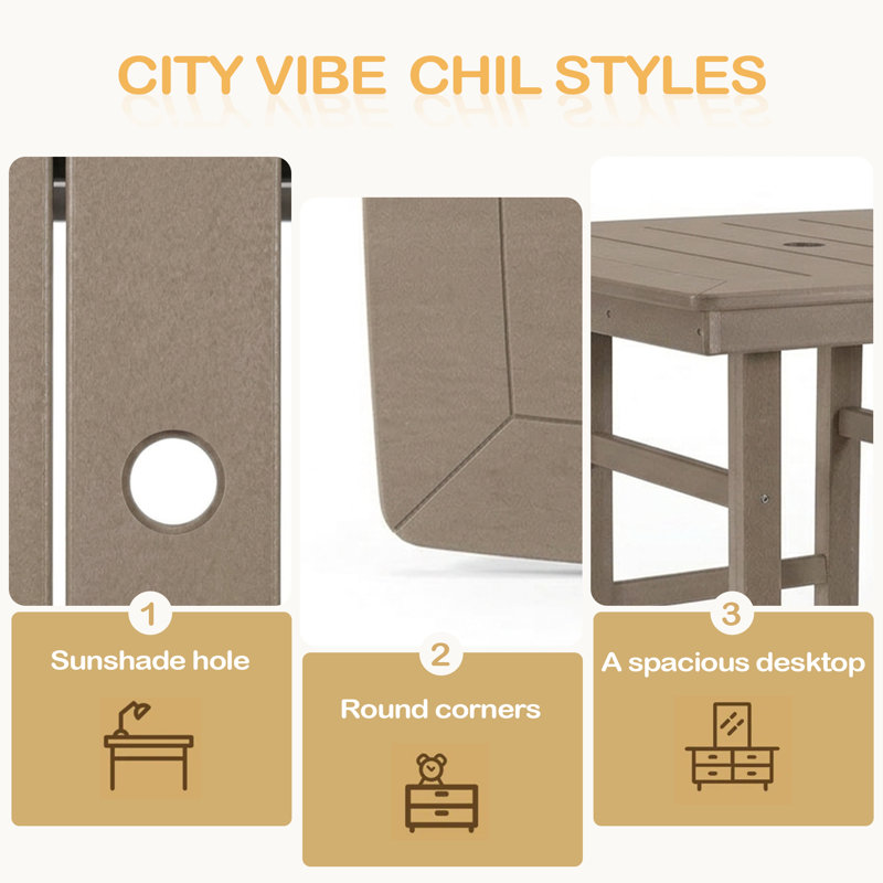 Table bistro HDPE, Bois antique