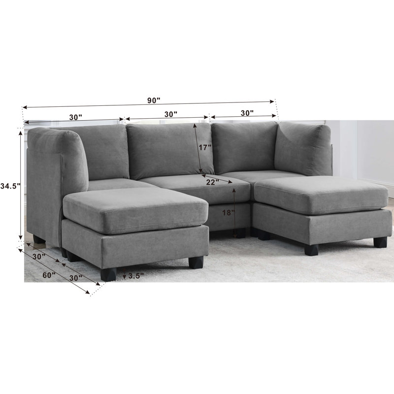 Canapé modulaire avec repose-pieds 90 po Arrellano