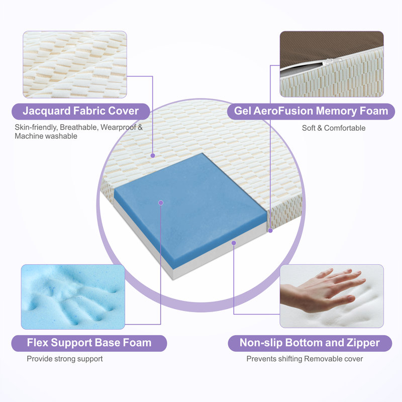 Driffield Tri-fold 6'' Memory Foam Mattress, Portable Folding Murphy Bed Mattress with Washable Cover