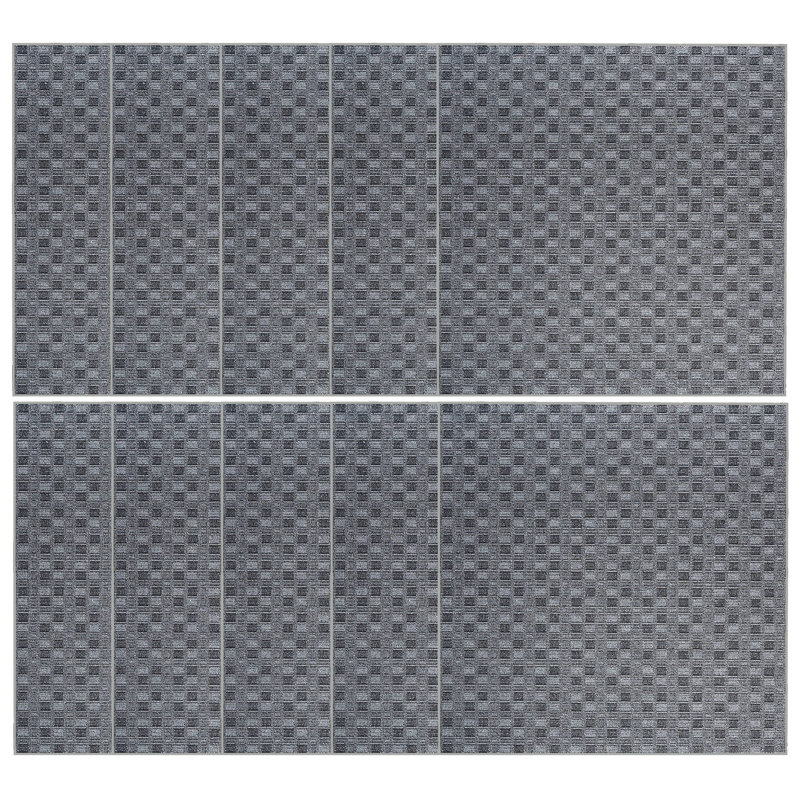 Ensemble de tapis intérieur / extérieur en polyester touffeté à la machine Kobielnik noir / gris, Octogone 2 pi