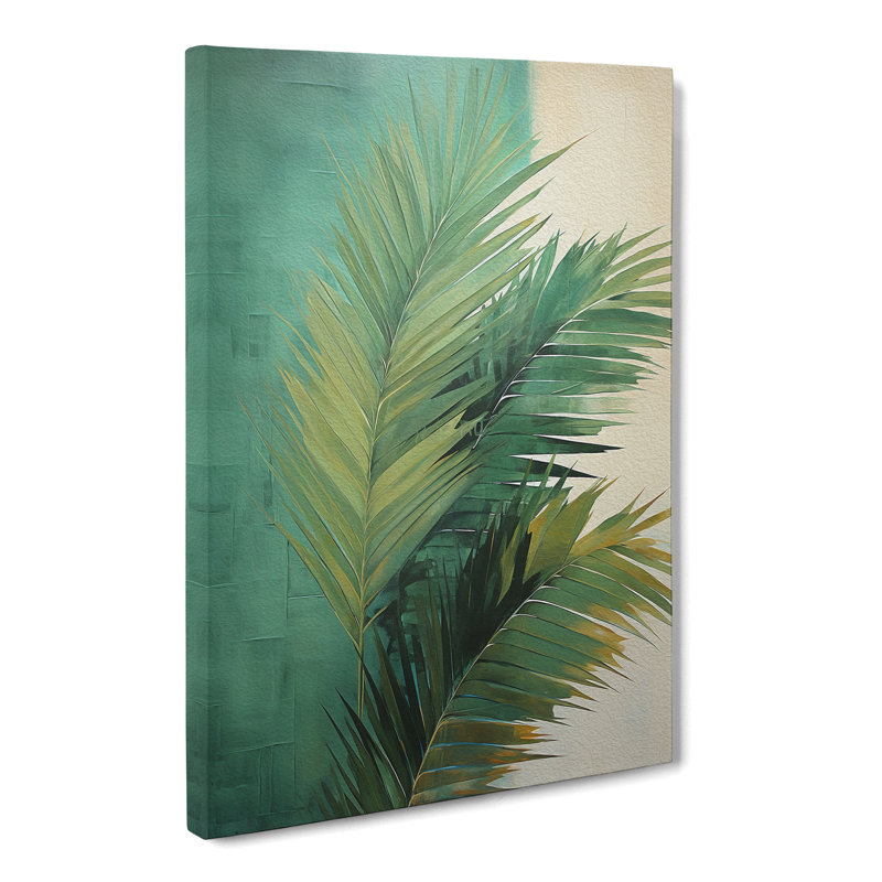 Palm Leaf Gestural - Wrapped Canvas, 50cm H x 35cm W x 3cm D