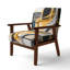 Fauteuil rembourré gris et jaune Kycia-1983116280