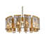 Lustre transitionnel en métal 12 lumières avec plaques en cristal transparent