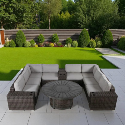 Ensemble de conversation de patio en osier pour 6 personnes avec coussins - aucun assemblage requis