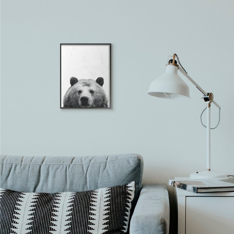 « bear head animal design », impression sur toile, Giclée encadrée noir minuit, H 14 po x l 11 po x P 1,5 po