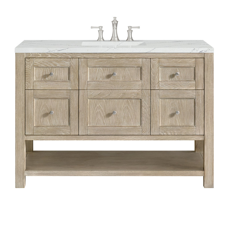 Breckenridge 48'' W Single Vanity, Ethereal Noctis, 8" Widespread, Whitewashed Oak