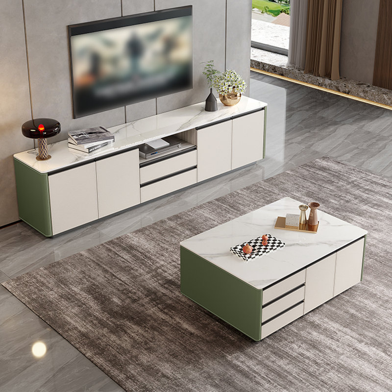 Meuble télé et table basse sur pied, Vert
