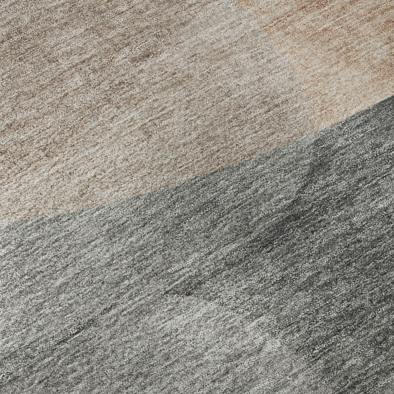 Premium Machine Washable Mayfield AMF2121 Blocks Rug, 1'8" x 2'6", Paprika
