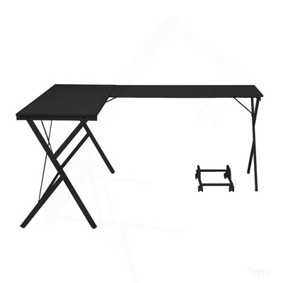 L-Shape Computer Desk with Computer Holder, Black
