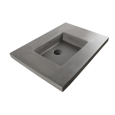 Newterra Concrete Handmade Rectangular Semi-Recessed Vessel Bathroom Sink