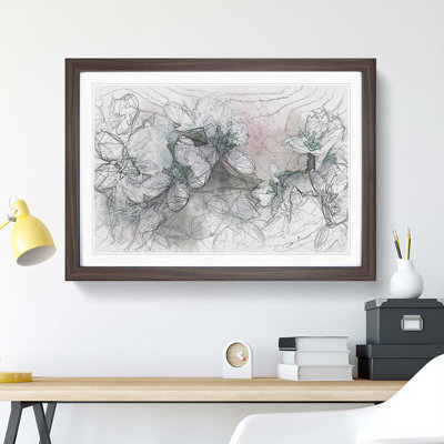 White Cherry Blossom Tree in Bloom in Abstract - Picture Frame Graphic Art Print