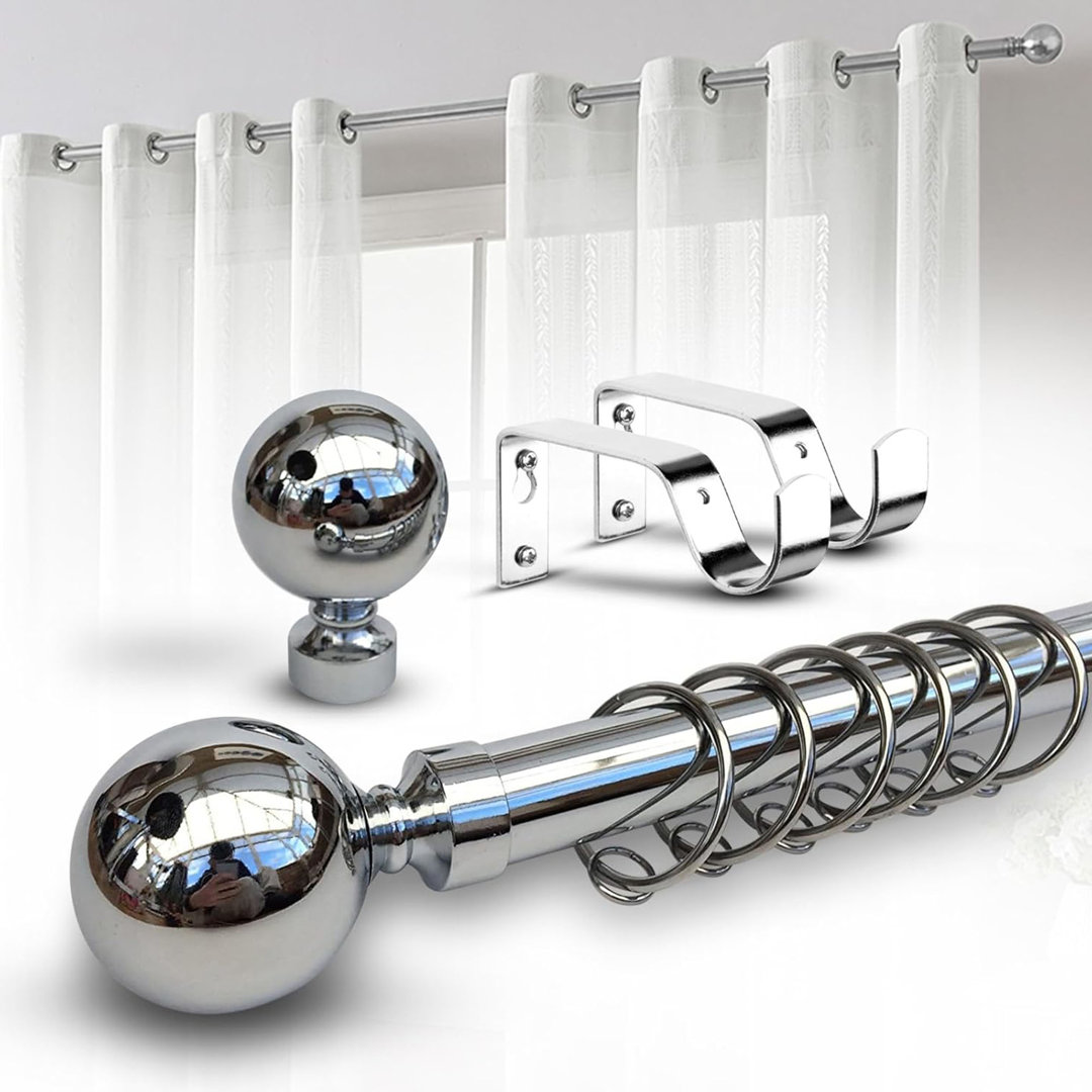 120cm Straight Tension Shower Curtain Rod & Hook Set
