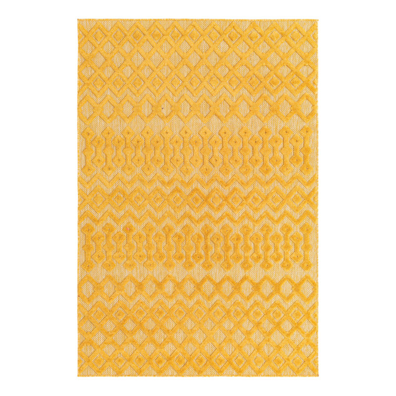 Tapis intérieur / extérieur jaune Gritton, Rectangle 5 pi 3 po x 8 pi
