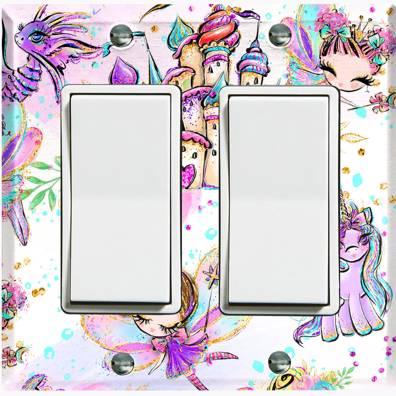 Plaque murale berçante fée princesse licorne 2 bandes