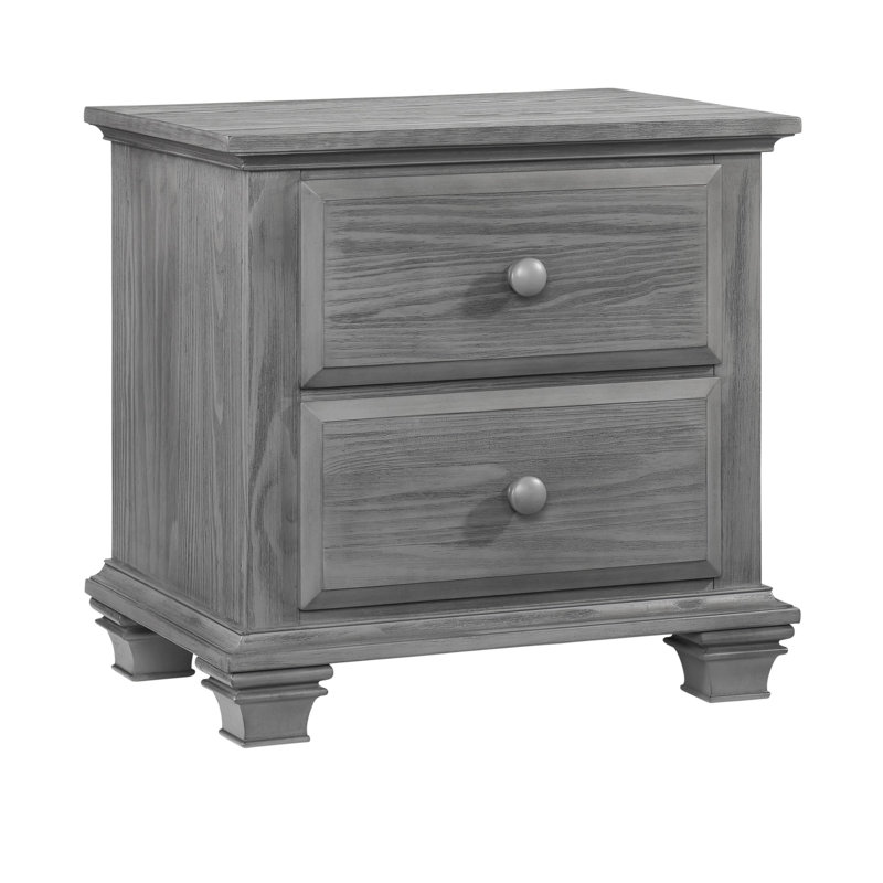 Graphite Gray Solid Wood 2-Drawer Nightstand