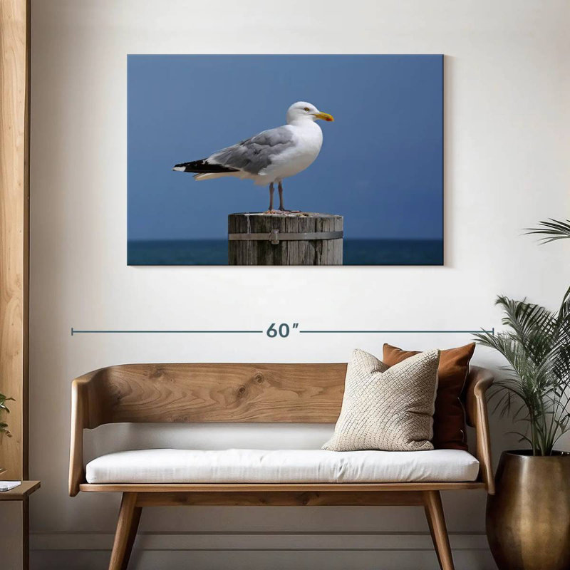 Seagull On Wood Post, 30" H x 45" W