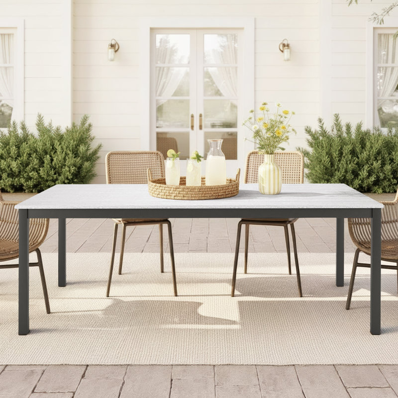 Townsend Outdoor Rectangular Patio Dining Table, 41" W x 83" L x 29" H, Off-White
