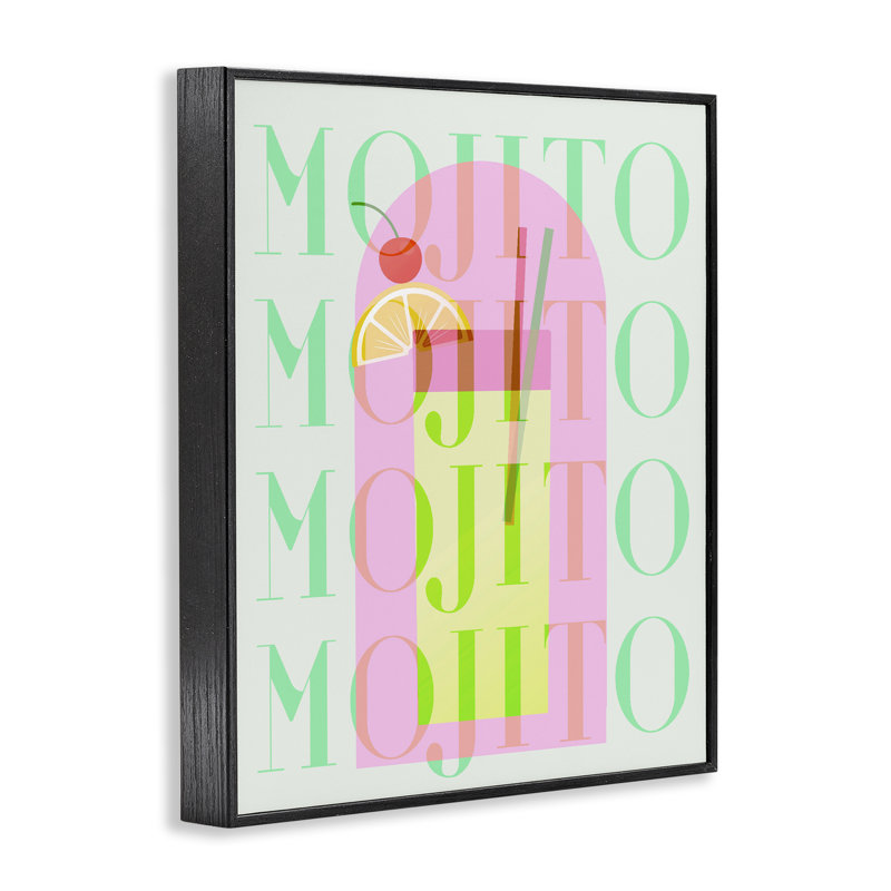 Giclée encadrée rétro Mojito, par Lil 'Rue, H 14 po x l 11 po, Giclée encadrée noir minuit