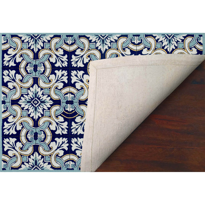 Tapis bleu touffeté à la main Demirhan, Rectangle 5 pi x 7 pi 6 po