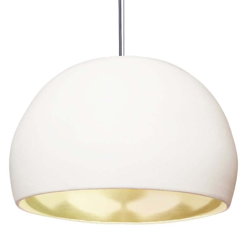 1 - Light Pendant, Black, Incandescent, Matte White/Brass