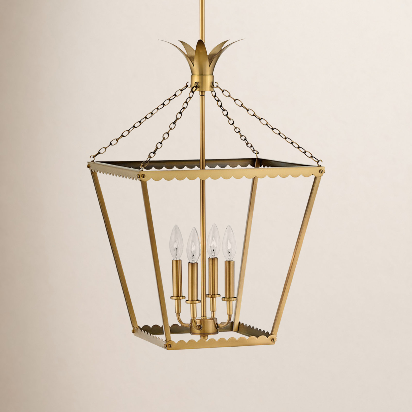 Gazala 4 Light Dimmable Pendant, Heritage Brass