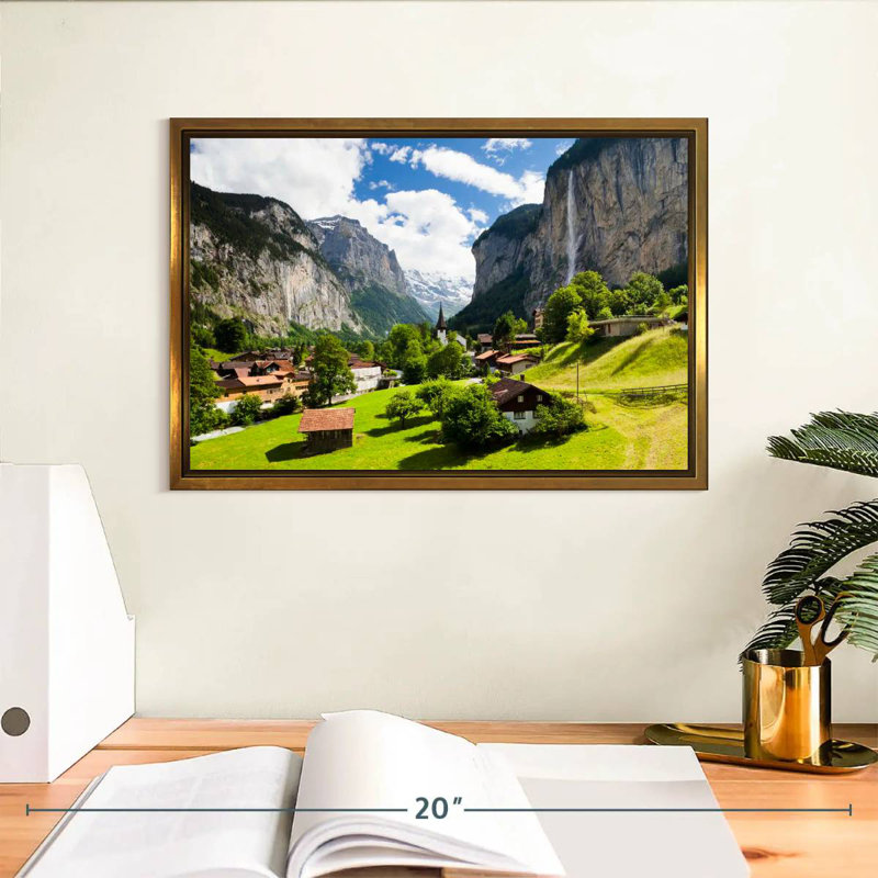 Scénique Lauterbrunnen, Cadre flottant doré, 13 po x 9 po
