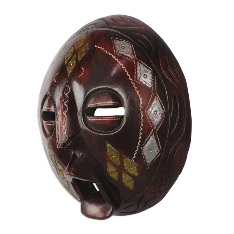 Masque en bois diamond face africain