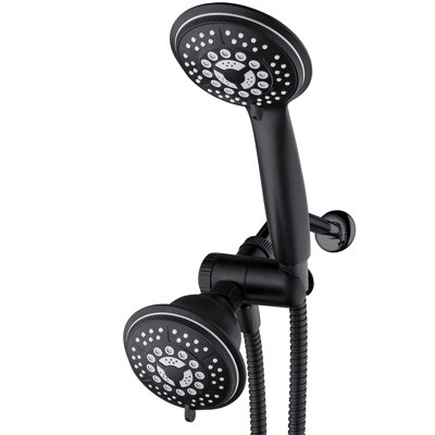 Système de douche double à 24 fonctions - 4 po de pluie haute pression et combiné à main avec tuyau en acier inoxydable et inverseur breveté à 3 voies
