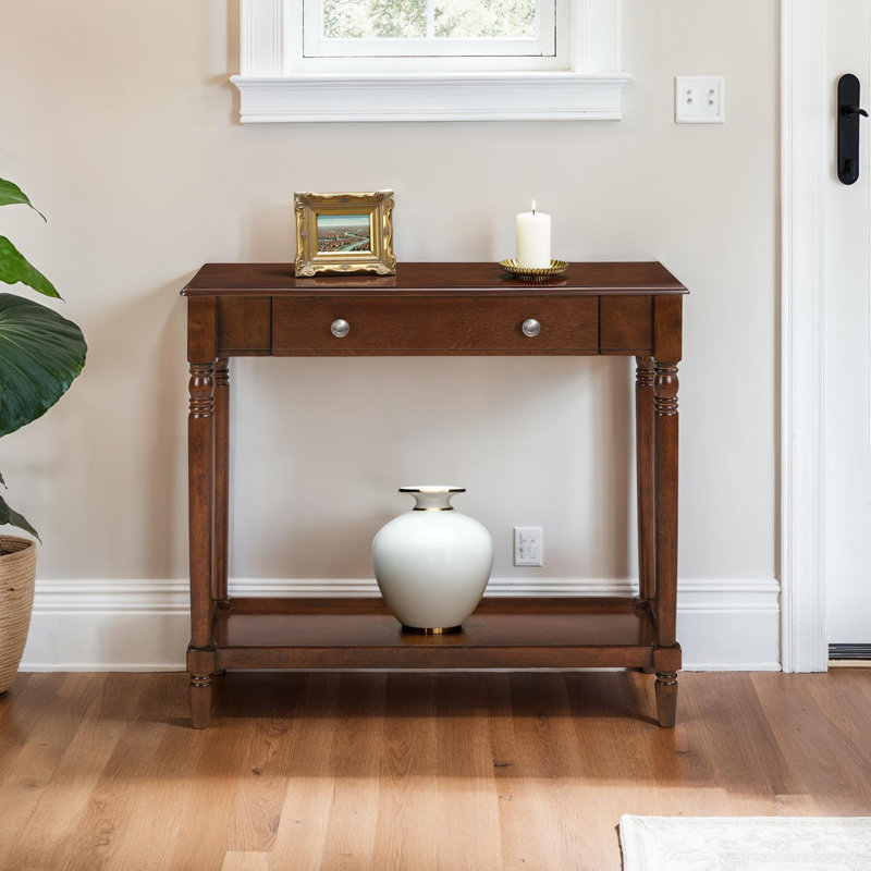 Mayall 31.50" No Tools 1 Drawer Entryway Table with Shelf, Espresso