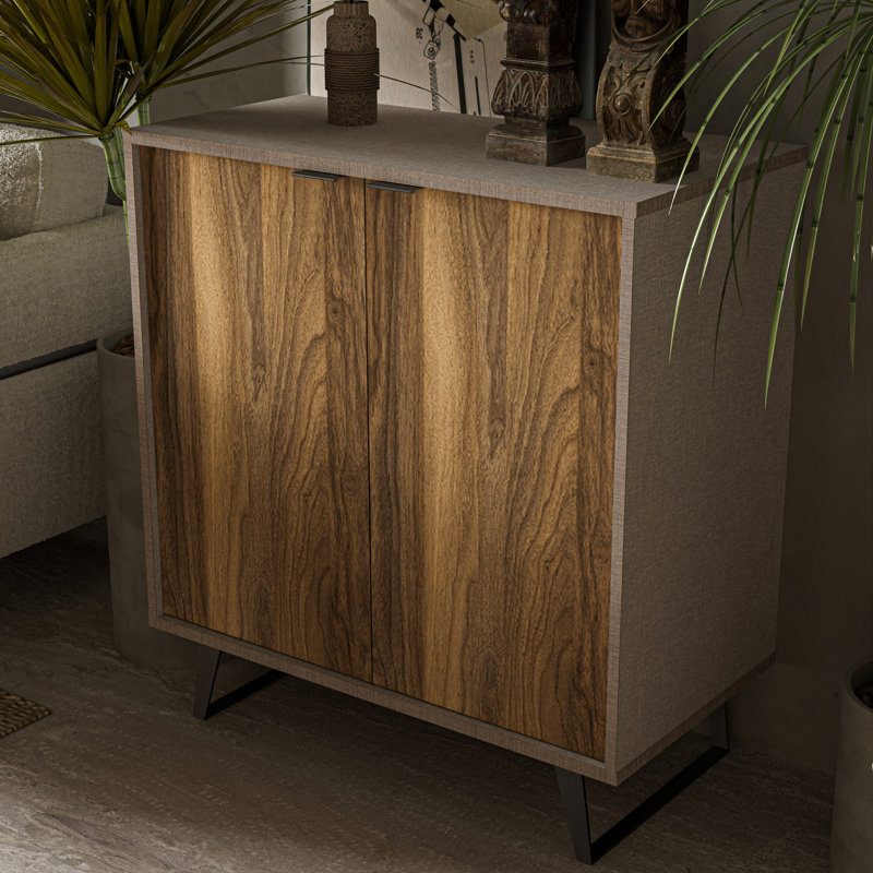 Kerge Accent Cabinet, 36'' H x 36'' W x 17.5'' D, Cotton/Walnut