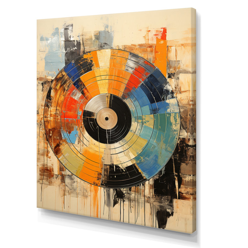 Vinyle disque vinyle rétro II, Sans cadre, H 40 po x l 30 po, Toile tendue