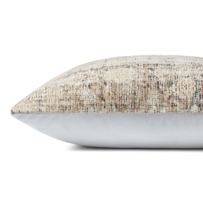Ivory and Graphite Round Damask Throw Pillow Cover