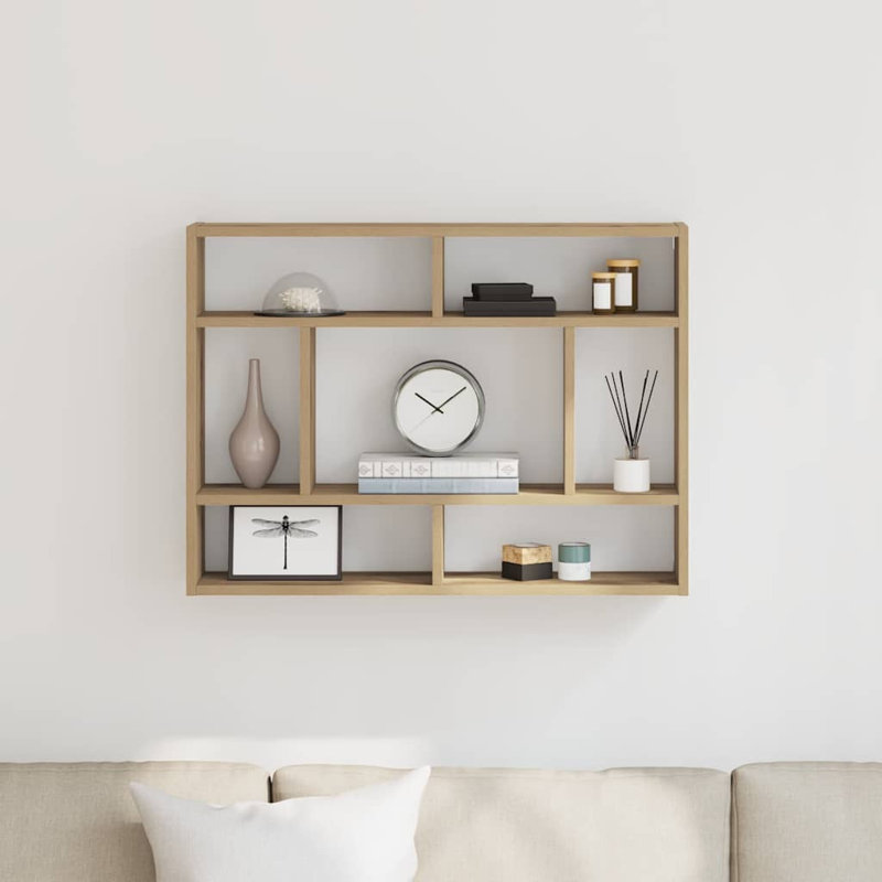  Wall Shelf Wall-Mounted Shelf Storage Display Rack Engineered Wood