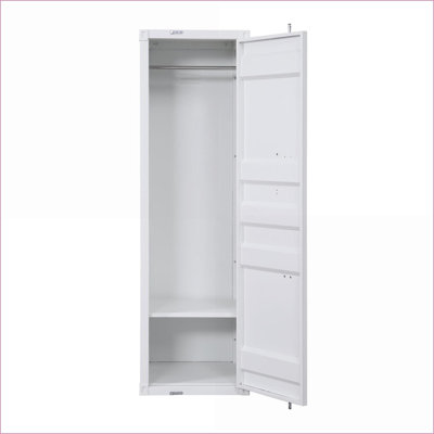 Commodes et amp; Penderie, garde-robe industrielle en métal blanc avec tringle | Blanc | Métal