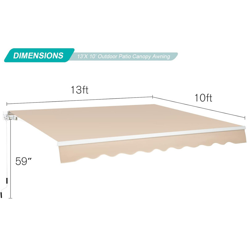 Auvent rétractable manuel 79 po. X 118 po. Polyester, Beige